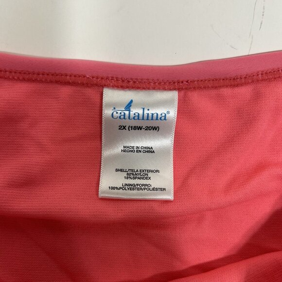 Catalina 2pc Pink Women Bathing Suit Tankini Set Halter Tie Neck Sz 2X 18W-20W - Picture 10 of 11